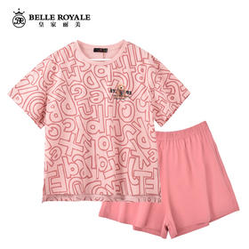 新款睡衣夏季女士短袖粉色短裤纯棉薄款时尚潮酷印花家居服两件套JJT9924