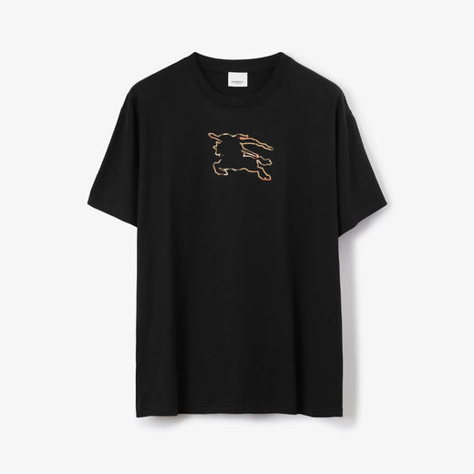 BURBERRY 巴宝莉 男士格纹马术骑士徽标棉质圆领短袖T恤 黑色 8070681 A1189 商品图0