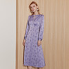 EITIE爱特爱精致复古V领时尚暗纹印花显瘦紫色连衣裙秋季新款C2307222 商品缩略图2