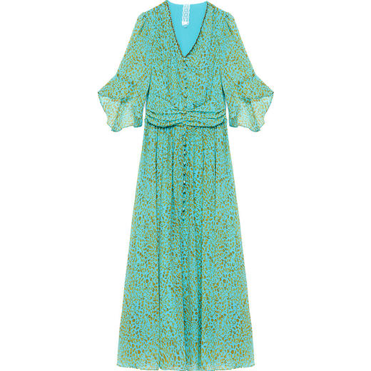 时尚休闲，夏款中长款简约碎花雪纺裙修身气质连衣裙QYM-XQD-5B109-L 商品图4