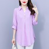 大码女装夏新款，胖mm简约V领显瘦遮肚子纯色上衣宽松雪纺衫潮KQL-E261N2238 商品缩略图2
