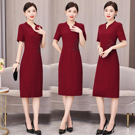 时尚优雅高贵，重工镶钻连衣裙AHM-dmfs2692