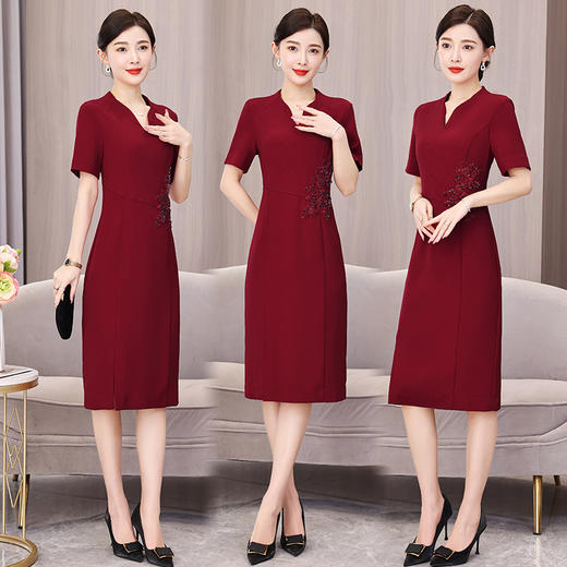 时尚优雅高贵，重工镶钻连衣裙AHM-dmfs2692 商品图0