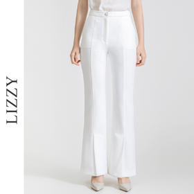 LIZZY 时尚简约百搭高腰弹力开叉显腿长喇叭裤7220