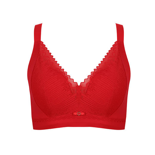 都市丽人完美包容C杯适穿蕾丝无金属内衣薄款3/4杯常规文胸软钢圈四排扣新年本命年红品YB3AA8 商品图13