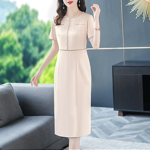 新款婚宴礼服妈妈装连衣裙，婚宴敬酒服重工钉珠收腰显瘦裙YMR-8709 商品图5