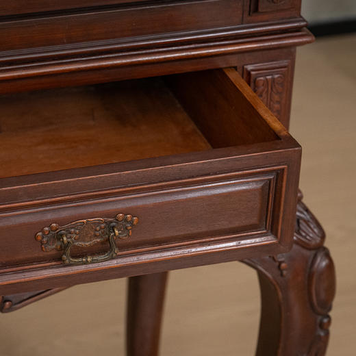 民国 胡桃木西式雕花玻璃橱 商品图2