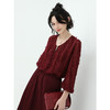 【限时秒杀】COCOBELLA重工提花流苏衬衫女秋气质通勤酒红色雪纺衫LC516 商品缩略图1