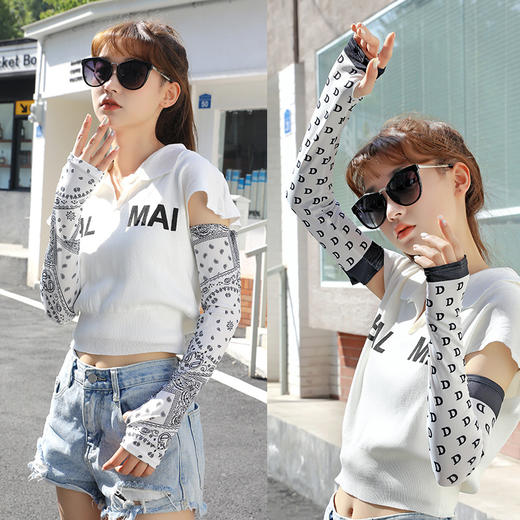 「9.9元包邮！数款可选」防晒袖套男女夏季户外钓鱼骑行遮阳全脸挂耳面罩冰丝开车手套冰袖配饰 商品图3