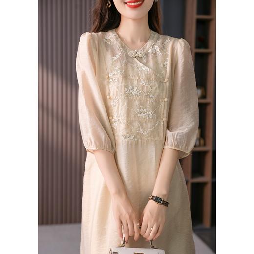 YX【定制25天】国风改良旗袍裙绣花天丝连衣裙 【7.5新款】 商品图1