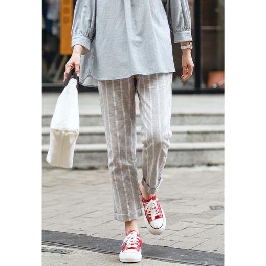 日系文艺风条纹裤 商品图0