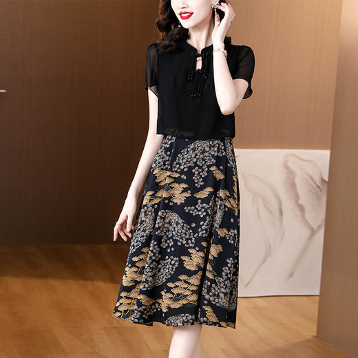 时尚复古印花古典优雅，中国风假两件连衣裙AHM-as3053 商品图3