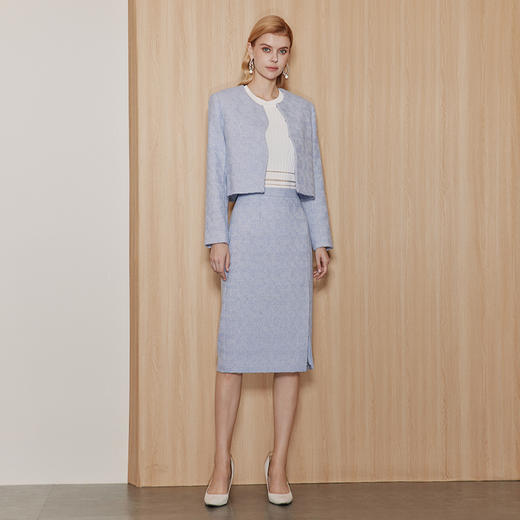 EITIE爱特爱气质高级感小香风通勤显瘦蓝色短外套秋季新款C03206 商品图3