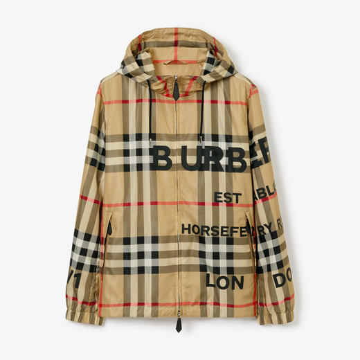 BURBERRY 巴宝莉 男士 Horseferry 印花格纹尼龙连帽外套 格子 8067774 A7028 商品图0