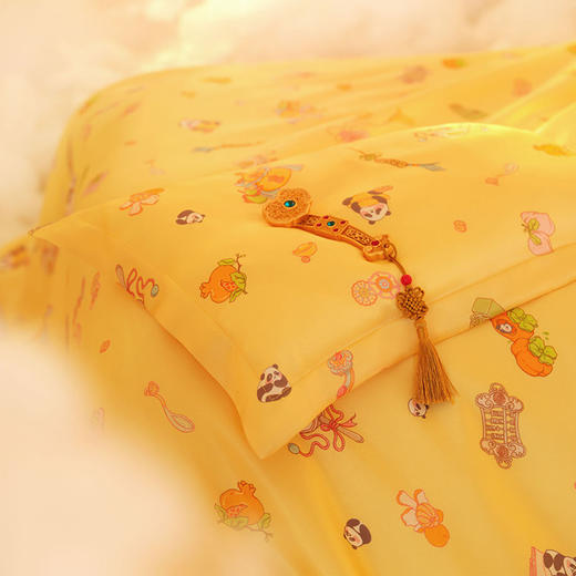 【皇锦】真丝印花婴童蚕丝小被抓周被枕头礼盒套装-福慧宝贝HJ11743 商品图5