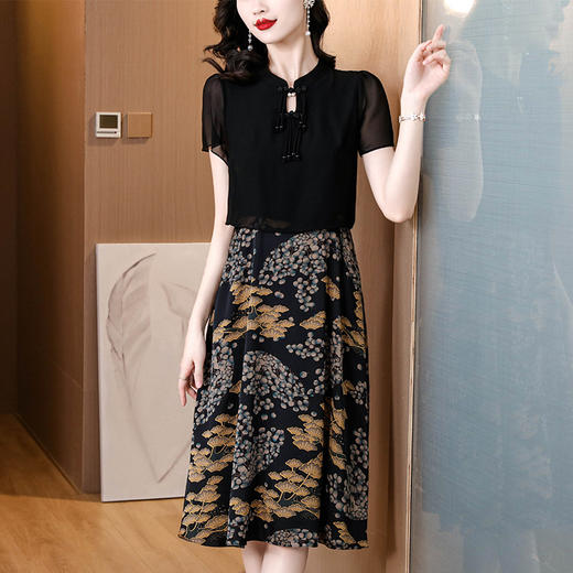 时尚复古印花古典优雅，中国风假两件连衣裙AHM-as3053 商品图2