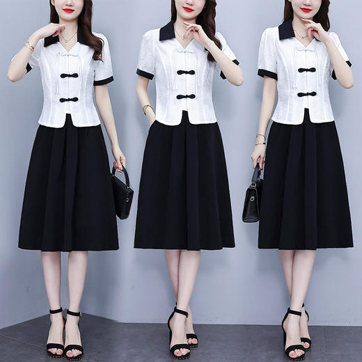 款中式盘扣设计复古气质，修身衬衫半身裙两件套AHM-yzy2670 商品图2