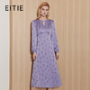 EITIE爱特爱精致复古V领时尚暗纹印花显瘦紫色连衣裙秋季新款C2307222 商品缩略图0