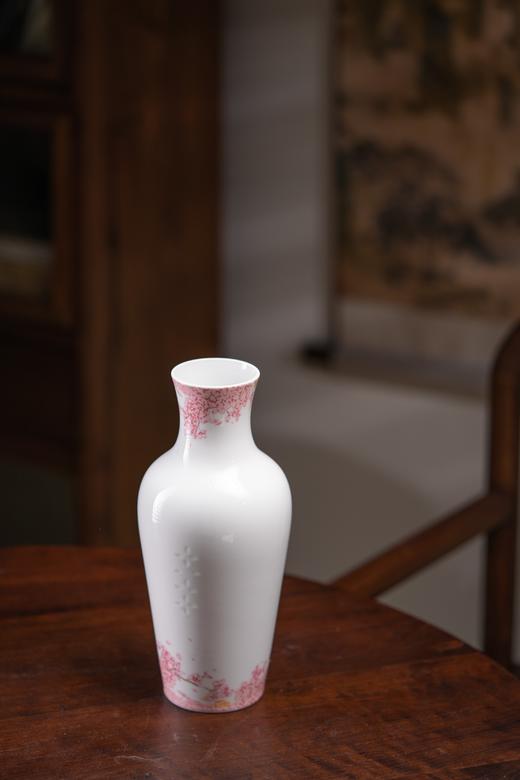 富玉 景德镇粉彩玲珑花瓶 新中式居家摆件樱花玲珑瓶 商品图1
