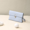 【简约轻奢】浅蓝荔枝纹皮革长款钱包 圆环锁扣设计 多卡位大容量 手拿包/斜挎两用 时尚百搭女包VSA212702 商品缩略图0