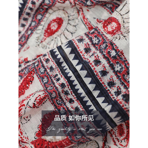 【限时秒杀】COCOBELLA波普印花异域风连衣裙女流苏毛边V领度假长裙FR930 商品图4