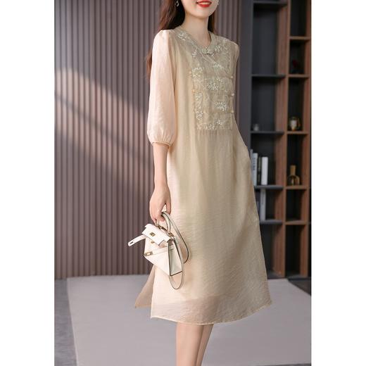 YX【定制25天】国风改良旗袍裙绣花天丝连衣裙 【7.5新款】 商品图4