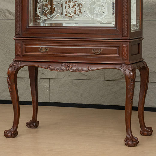 民国 胡桃木西式雕花玻璃橱 商品图3