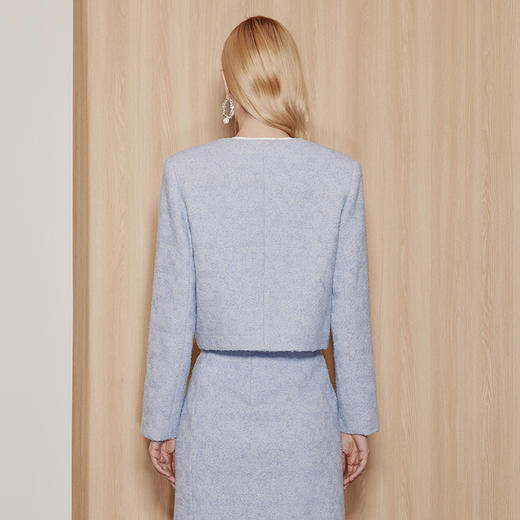 EITIE爱特爱气质高级感小香风通勤显瘦蓝色短外套秋季新款C03206 商品图4