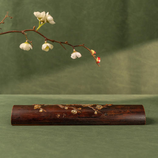 清 竹雕百宝嵌花鸟纹臂搁 商品图4