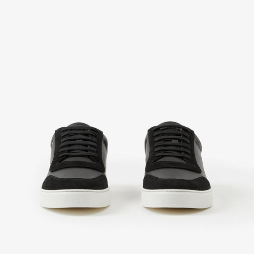 BURBERRY 巴宝莉 男士皮革、麂皮拼 Vintage 格纹棉质运动鞋 黑色 8061752 A1189 商品图1