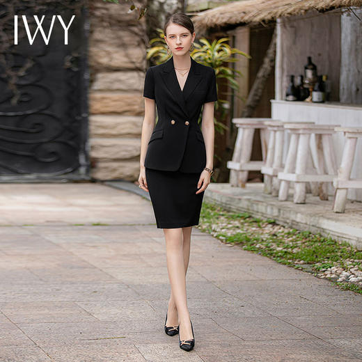 IWY/高级感黑色西装半裙女夏时尚气质房地产销售工作服职业套装CS1819 商品图2