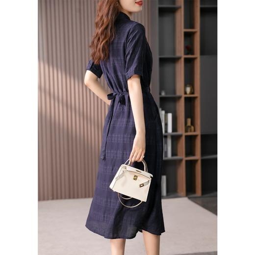 89342原形V领短袖连衣裙女2024春夏季新款高级感气质收腰A字裙长裙子 商品图1