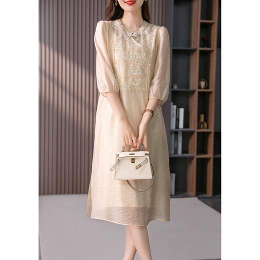 YX【定制25天】国风改良旗袍裙绣花天丝连衣裙 【7.5新款】 商品图3