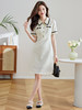 【专属特价】熙世界小香风连衣裙女2025夏新款气质收腰显瘦撞色短袖POLO领裙子 商品缩略图4