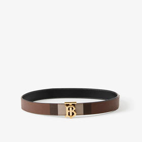【一】BURBERRY 巴宝莉 女士格纹拼皮革双面两用 TB 专属标识腰带 格子 8062349 A8900