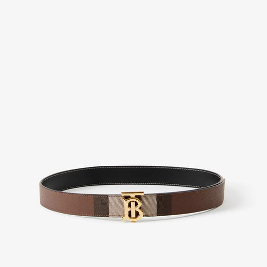 【二】BURBERRY 巴宝莉 女士格纹拼皮革双面两用 TB 专属标识腰带 格子 8062349 A8900 商品图0