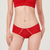 都市丽人薄透丝滑蕾丝+泳布低腰平角女士内裤纯色内裤新年本命年红品YP32A1 商品缩略图0