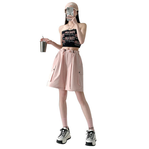 【多色可选！好裤不挑人】纯棉水洗短裤女，夏季新款，宽松直筒工装裤，休闲运动五分中裤。舒适透气，吸汗排湿，防蚊虫叮咬。时尚百搭，展现辣妹风范。 商品图4