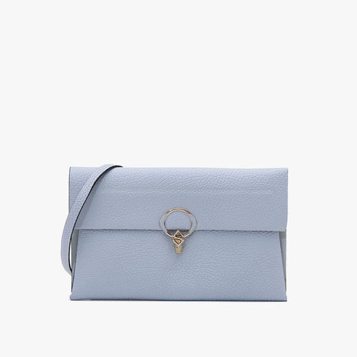 【简约轻奢】浅蓝荔枝纹皮革长款钱包 圆环锁扣设计 多卡位大容量 手拿包/斜挎两用 时尚百搭女包VSA212702 商品图6