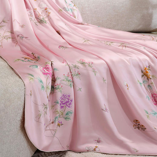 皇锦真丝印花盖毯儿童小方毯-玉堂富贵HJ11712 商品图1