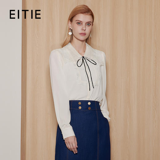 EITIE爱特秋季新款娃娃领百搭长袖纯色小上衣7113803 商品图0