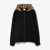 【一】BURBERRY 巴宝莉 女士格纹连帽棉质拉链连帽卫衣 黑色 8055868 A1189 商品缩略图0