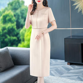 新款婚宴礼服妈妈装连衣裙，婚宴敬酒服重工钉珠收腰显瘦裙YMR-8709