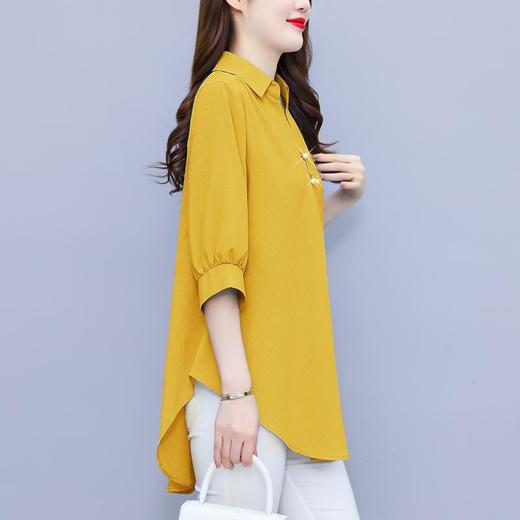 大码女装夏新款，胖mm简约V领显瘦遮肚子纯色上衣宽松雪纺衫潮KQL-E261N2238 商品图6