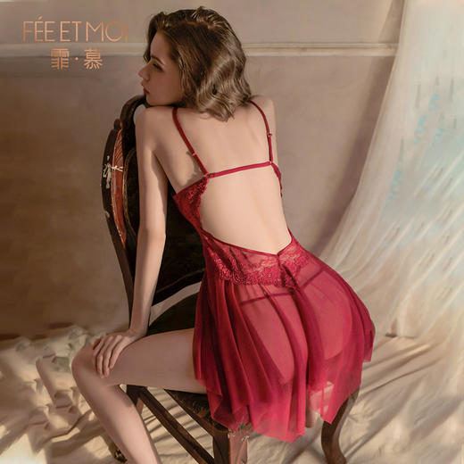 【私密发货】前开襟钢圈美胸透纱裙 商品图7