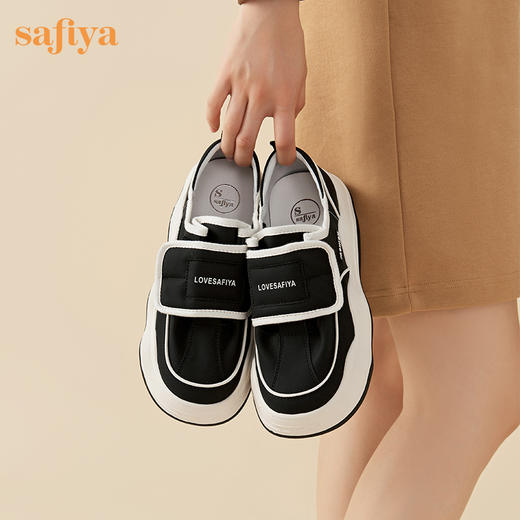 Safiya/索菲娅2023秋季新品炸街小众魔术贴百搭松糕厚底板鞋面包鞋 SF33112084 商品图4