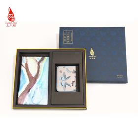 SAINTJOY/上久楷宋锦礼盒真丝小方巾 秋蓝旷野 FJS22037 防盗卡包 福蝶 BWS19K0404 组合