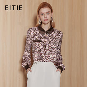 EITIE爱特爱秋季新款修身显瘦百搭印花衬衣上衣7109814