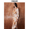 VIMAGE纬漫纪秋季新款扎染印花显瘦高腰优雅连衣裙V2007604 商品缩略图3