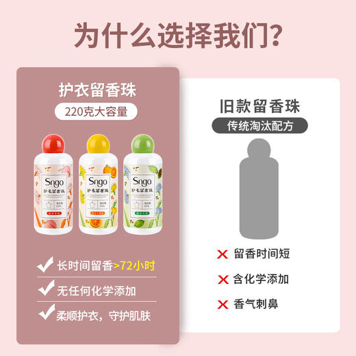 【9.9包邮！持久留香】衣物香水 告别异味家用衣物护色护衣持久柔顺剂颗粒220g瓶装。ry 商品图2